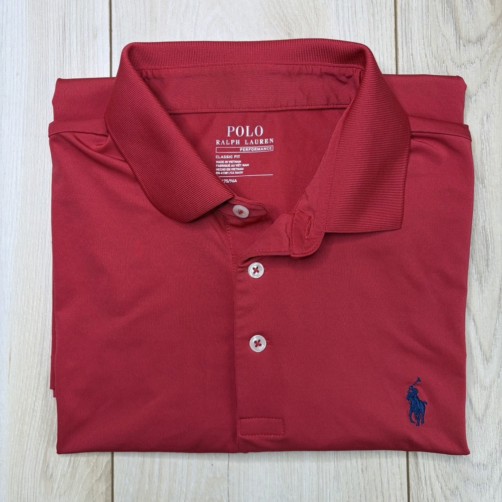 Polo Ralph Lauren Mens Performance Polo Shirt Size Medium Red Preppy